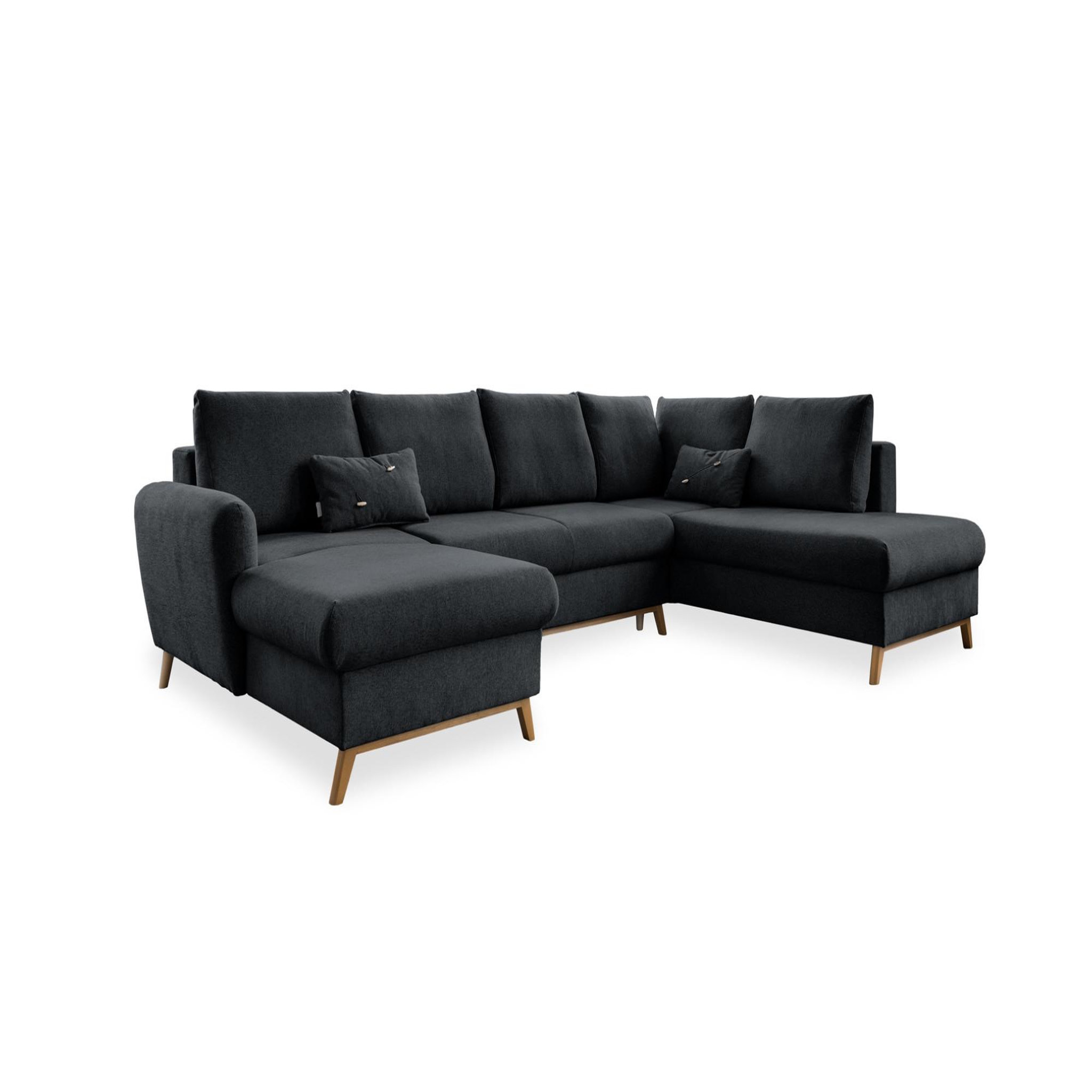 Voir la diapositive 5 : BEST MOBILIER Lagom - canapé d'angle panoramique - convertible - avec coffre - en tissu - 7 places - droit