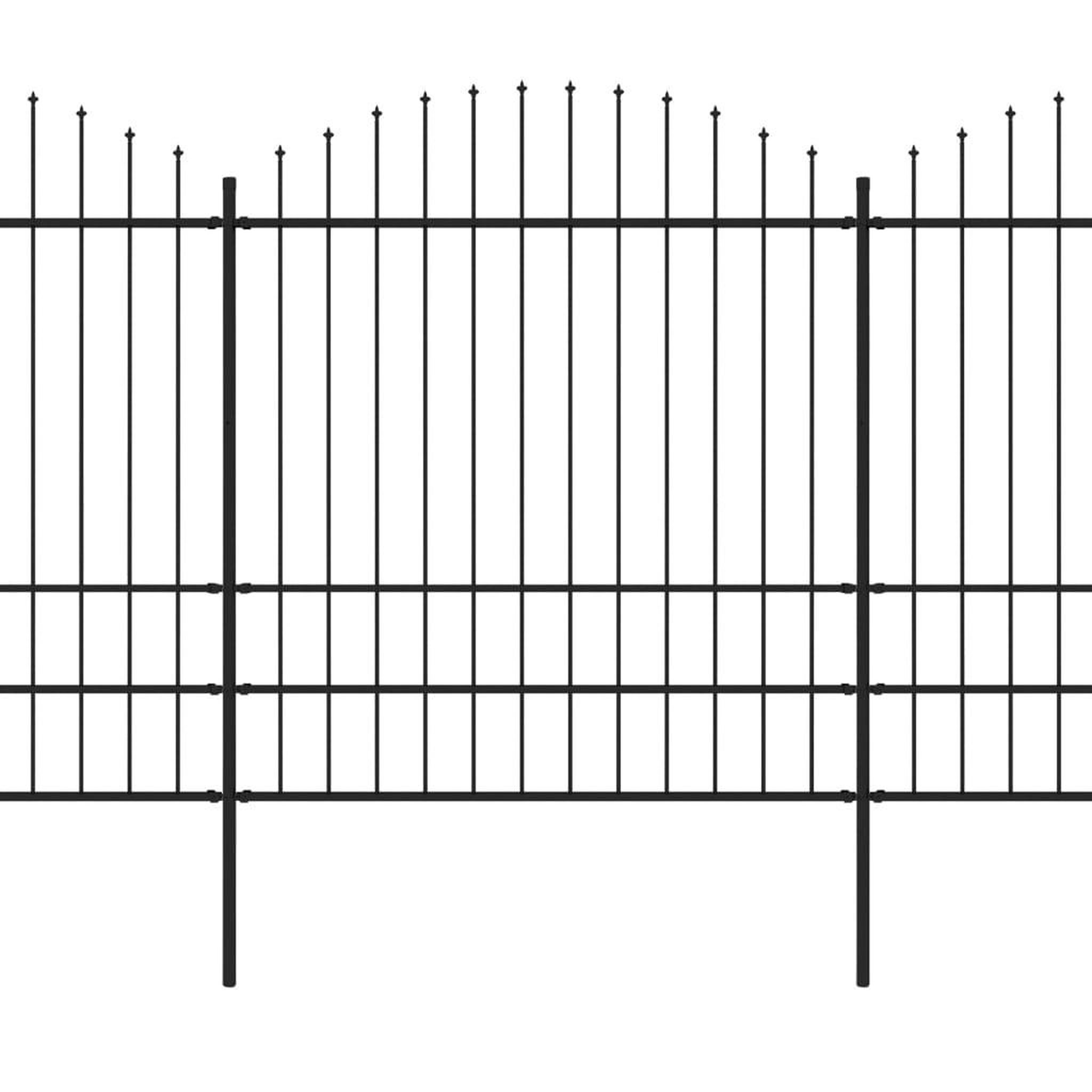 Voir la diapositive 2 : VIDAXL Cloture de jardin a dessus en lance Acier (1,75-2)x17 m Noir
