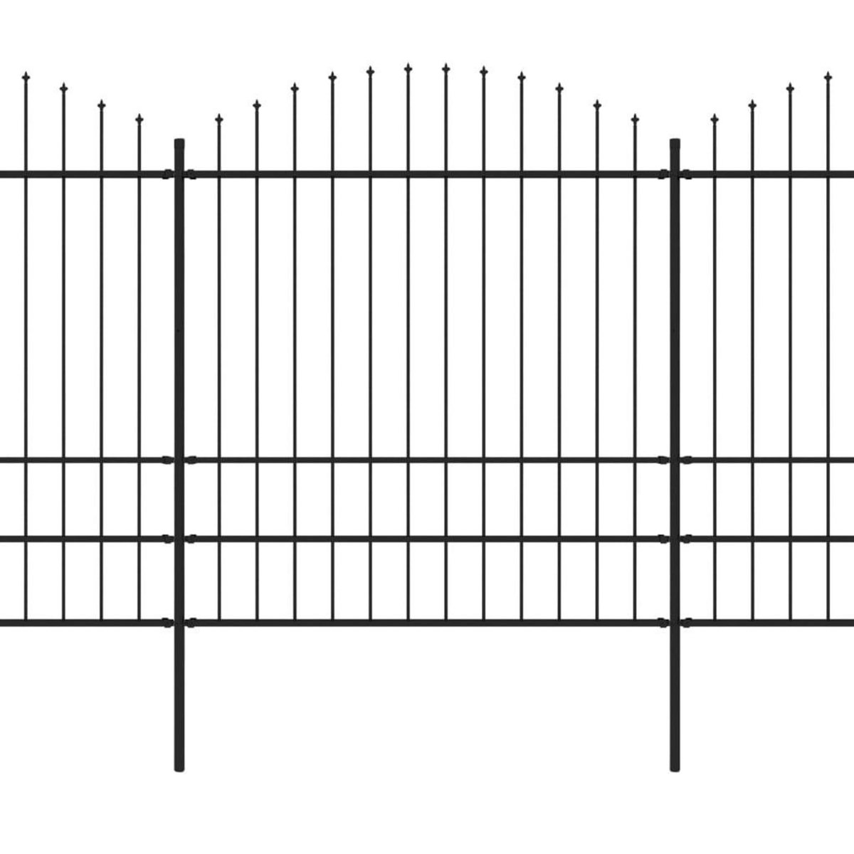 VIDAXL Cloture de jardin a dessus en lance Acier (1,75-2)x17 m Noir