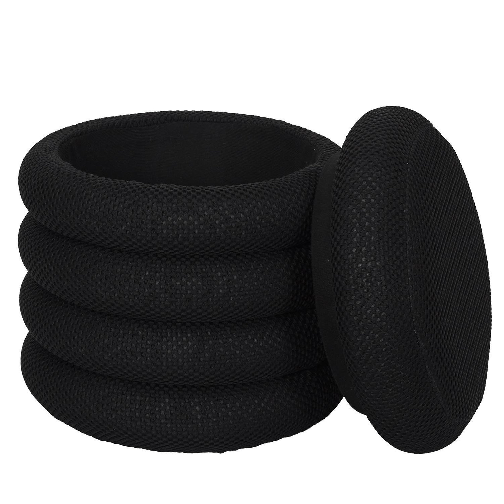 Voir la diapositive 3 : The Home Deco Factory Pouf de rangement maille nid d'abeille atome - noir