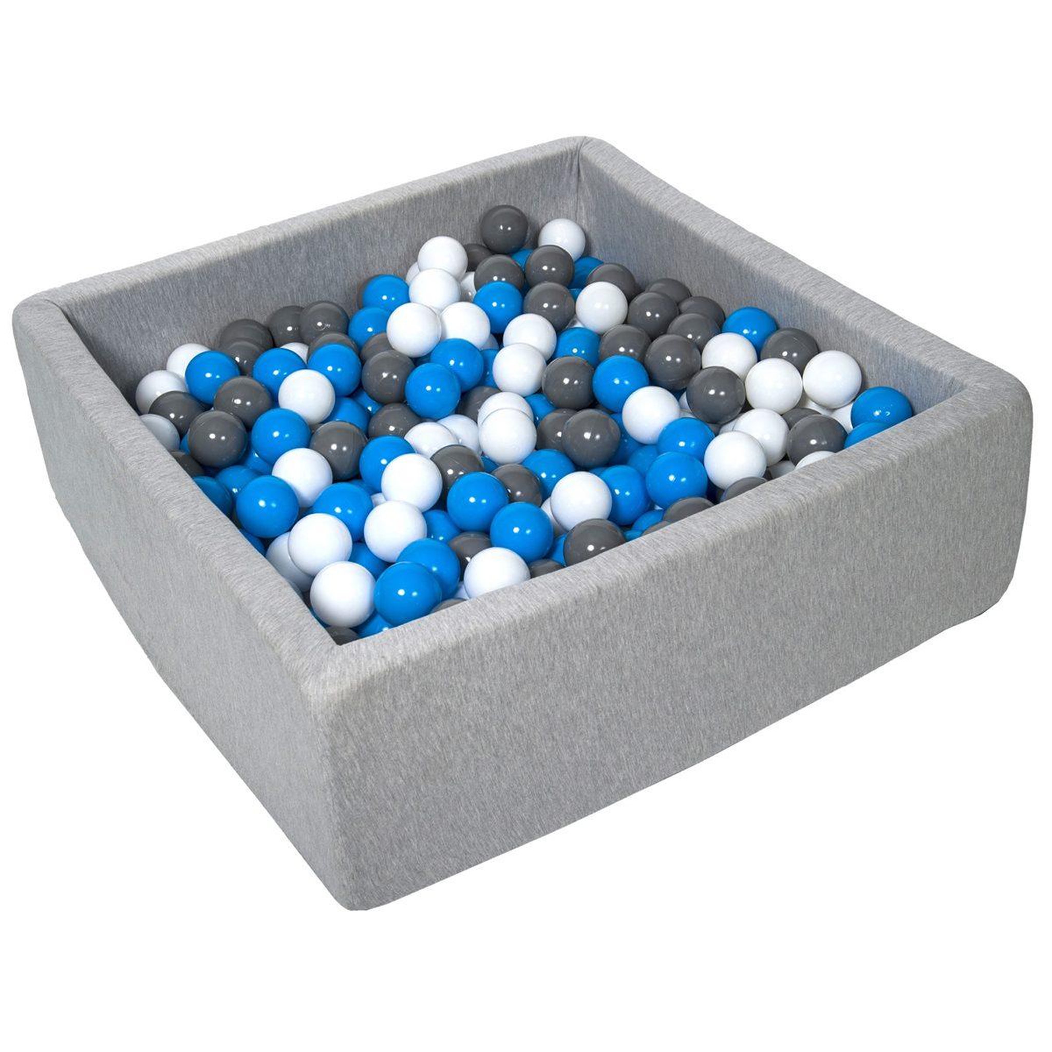 VELINDA Piscine à balles pour enfant, 90x90 cm, aire de jeu + 450 balles blanc, bleu, gris