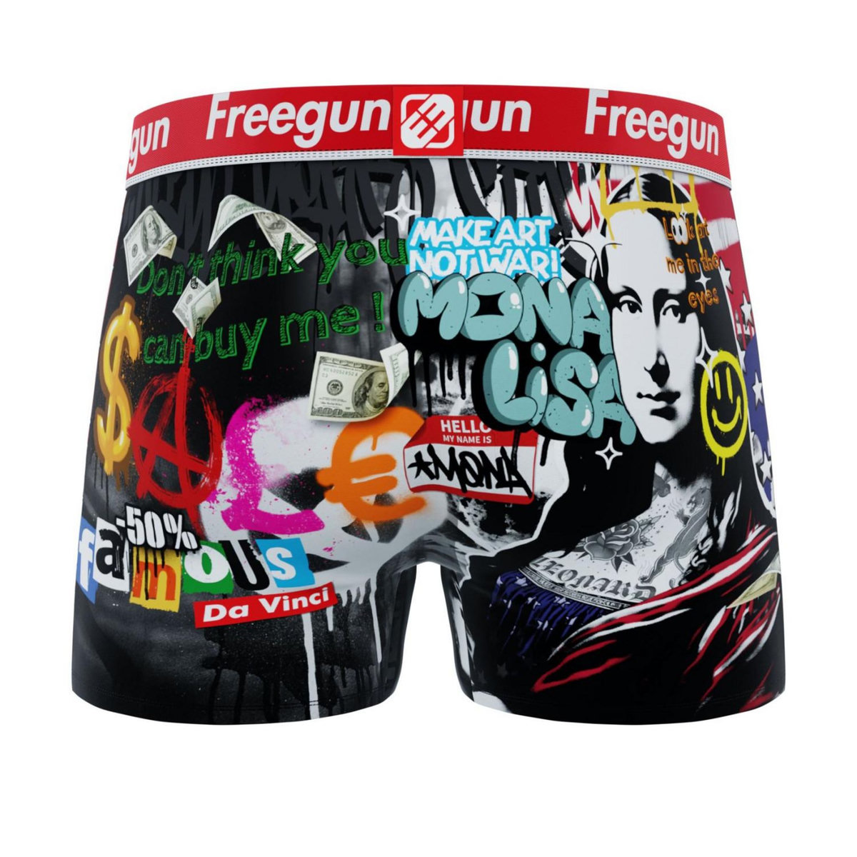 FREEGUN Lot de 3 boxers homme Pop Art Mona Lisa