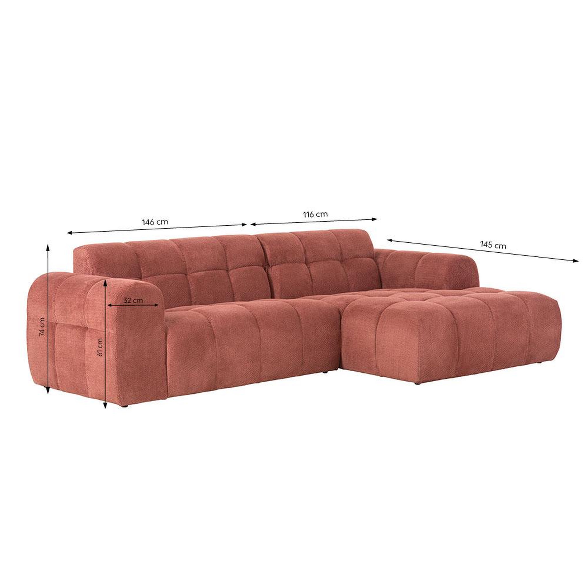 Voir la diapositive 3 : CONCEPT USINE Canapé d'angle 3-4 places nuage en velours terracotta salford