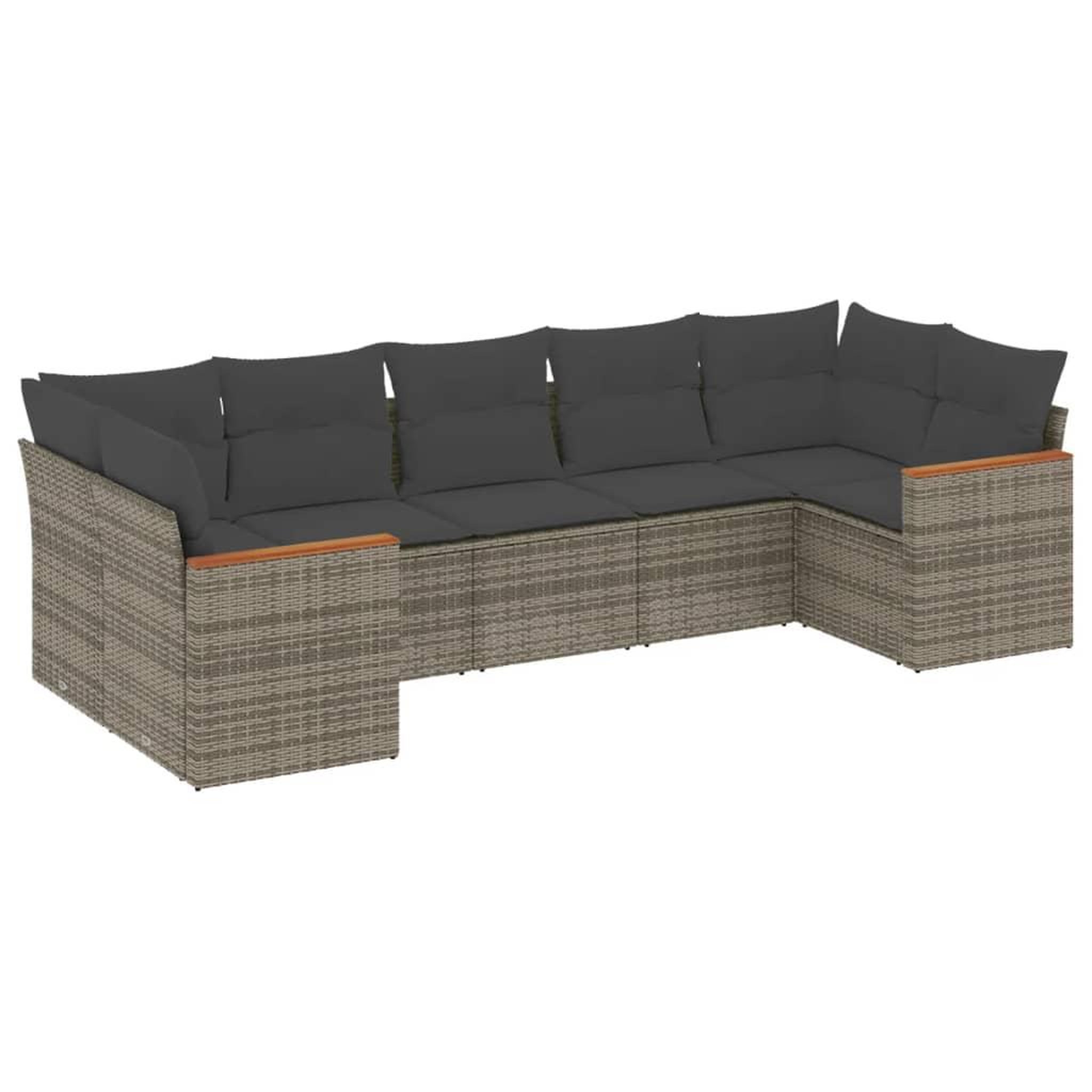 Voir la diapositive 2 : VIDAXL Salon de jardin avec coussins 7 pcs gris resine tressee
