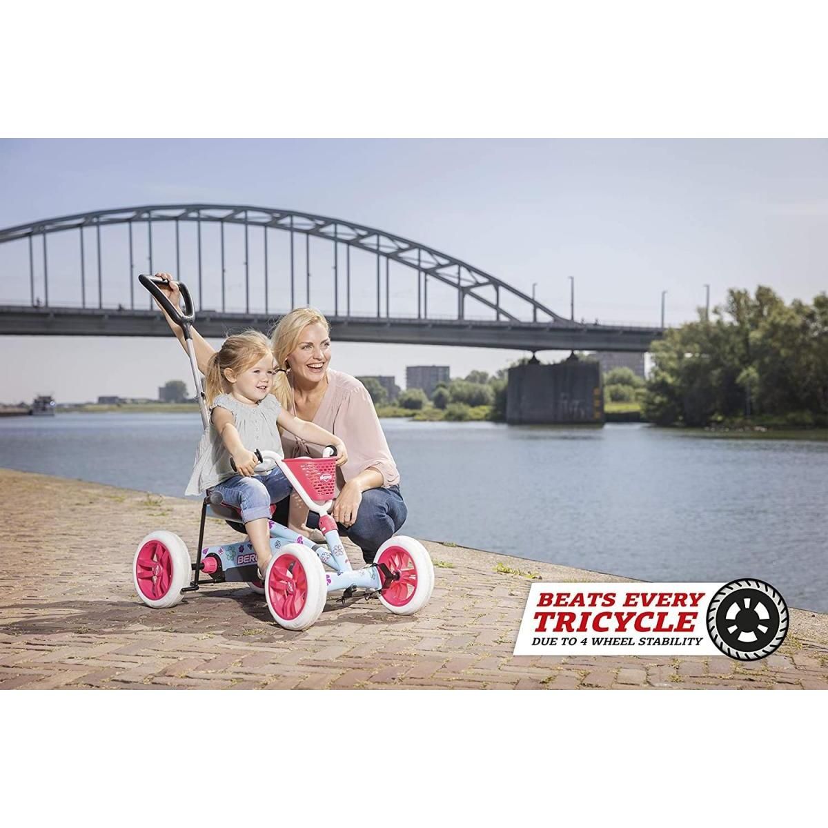 Berg Kart à pédales Buzzy Bloom 2 en 1 avec barre de poussée