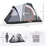 OUTSUNNY Tente de camping 2-3 personnes - fenêtres à mailles double couche - sac de transport - dim. 355L x 190l x 170H cm - polyester gris