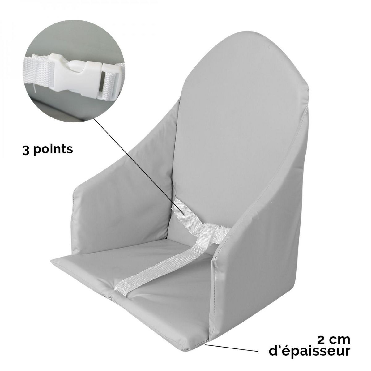 Monsieur Bébé Coussin d'assise universel Miam avec harnais pour chaise haute bébé