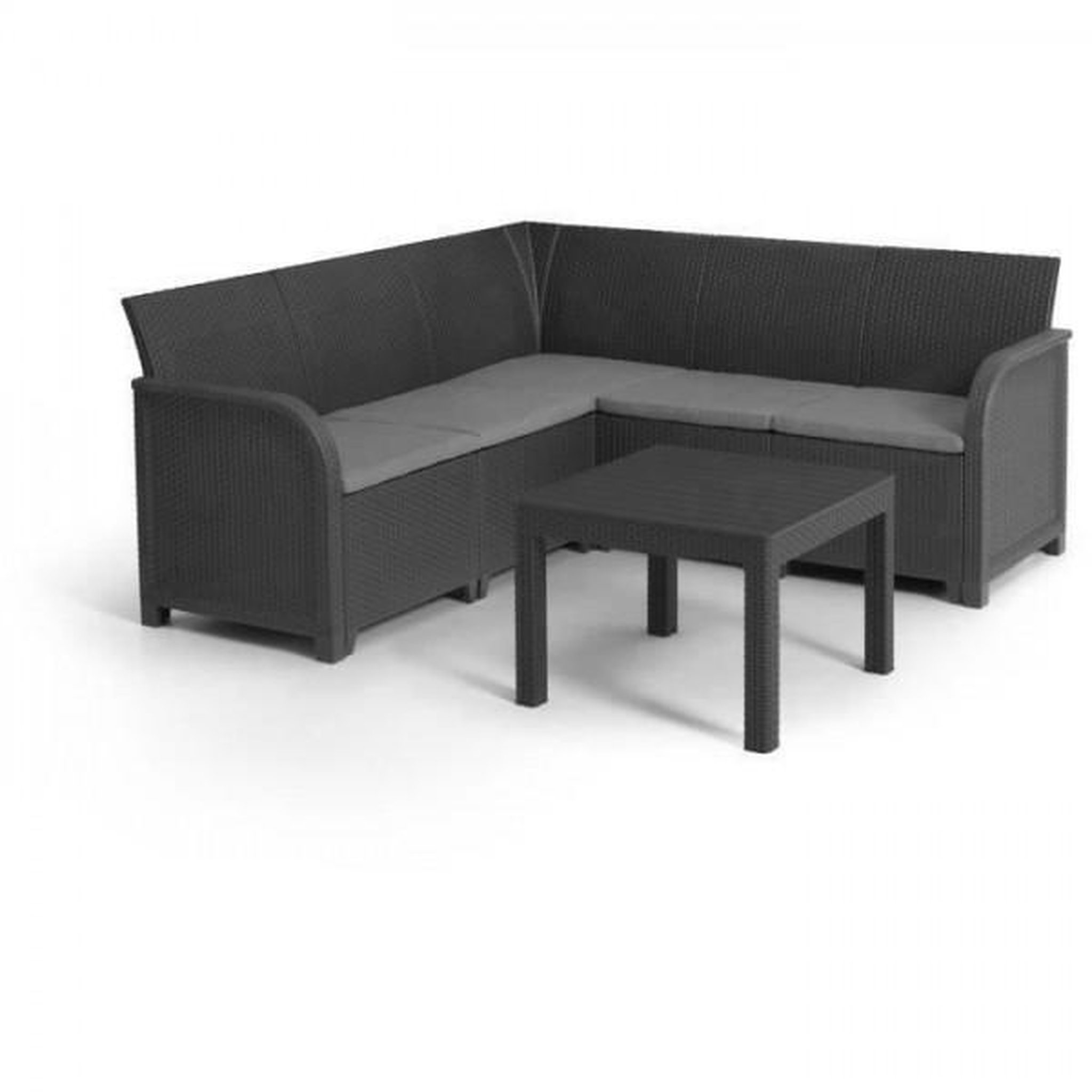 ALLIBERT by KETER Salon de jardin - résine aspect rotin tressé- Allibert by KETER - 5 personnes - SanRemo - Gris graphite