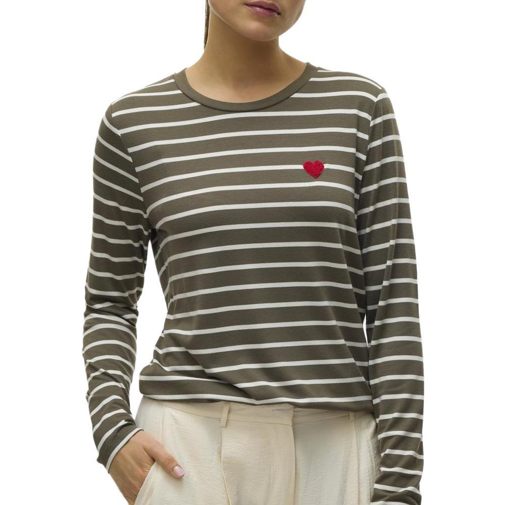 Voir la diapositive 1 : Vero Moda T-Shirt Blanc/Kaki Femme Vero Moda Clara