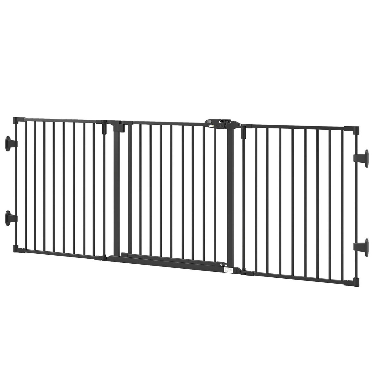 PAWHUT Barrière de sécurité chien pliable modulable 3 panneaux une porte dim. max. L.202,5 x H.76 cm - acier noir
