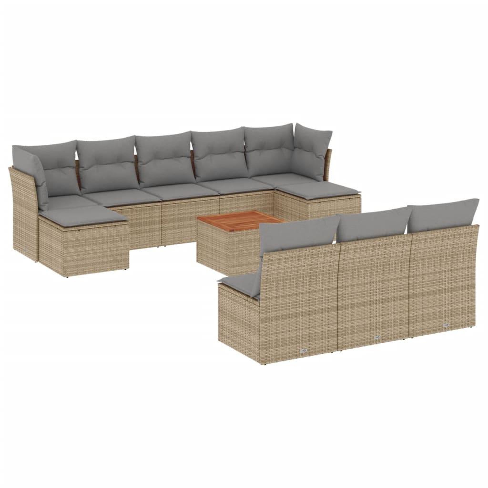 Voir la diapositive 2 : VIDAXL Salon de jardin et coussins 11 pcs melange beige resine tressee