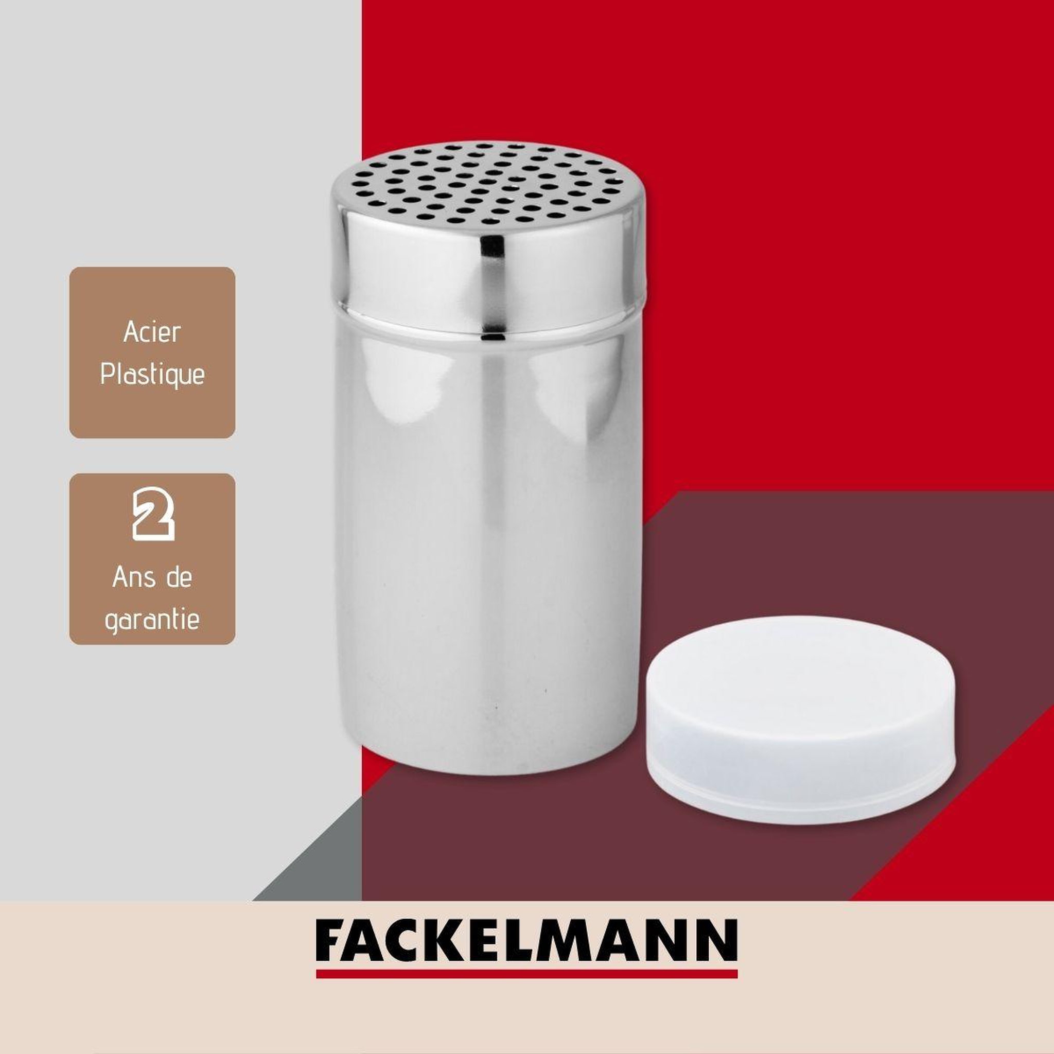 Voir la diapositive 4 : Fackelmann Saupoudreuse à sucre glace et cacao en acier inoxydable avec couvercle 13 cm fackelmann divers
