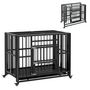 Voir la diapositive 1 : PAWHUT Cage pour chien animaux cage de transport sur roulettes pliable 3 portes verrouillables plateau amovible acier noir
