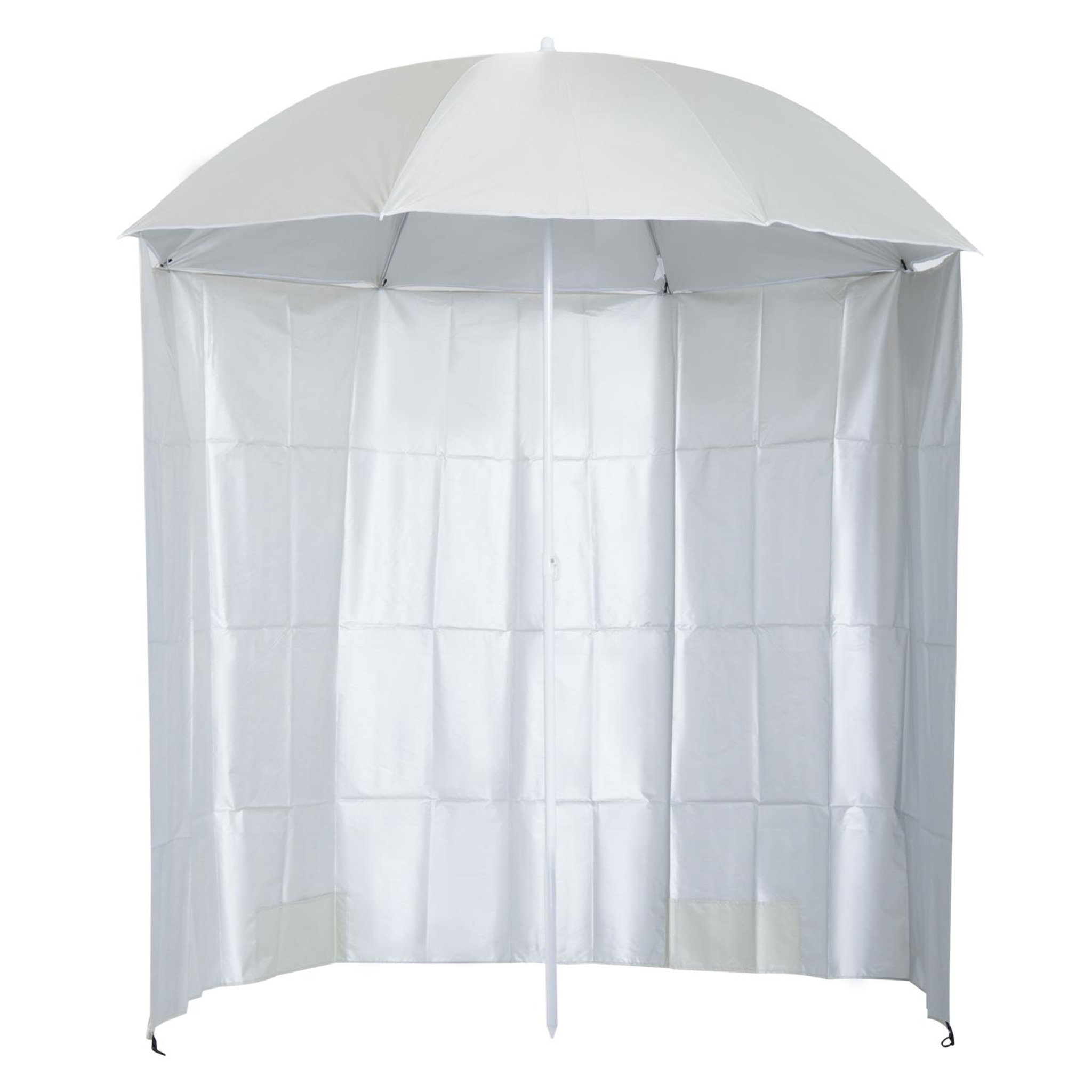 Voir la diapositive 1 : OUTSUNNY Parasol de plage Ø 2,2 x 2,2H cm protection UPF 50 + sac transport, sardines et lestage intégrés crème