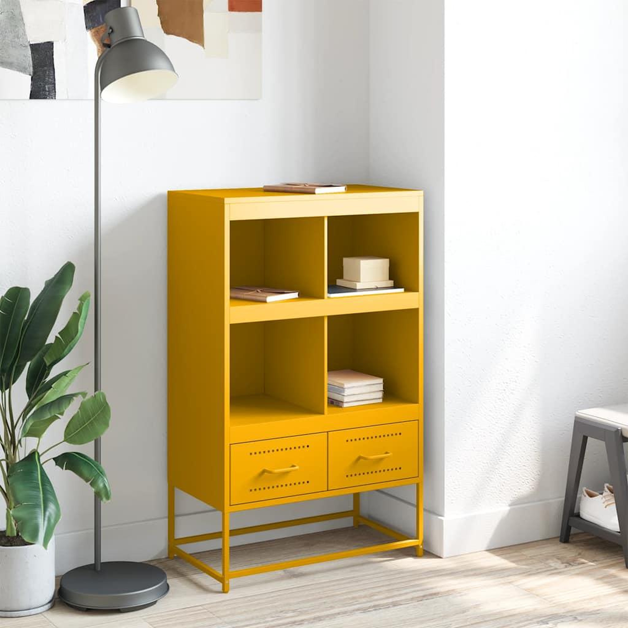 Voir la diapositive 3 : VIDAXL Buffet haut jaune moutarde 68x39x111,5 cm acier