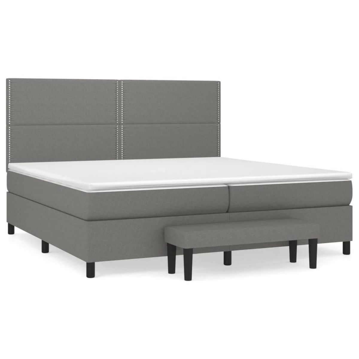 VIDAXL Sommier a lattes de lit avec matelas Gris fonce 200x200cm Tissu