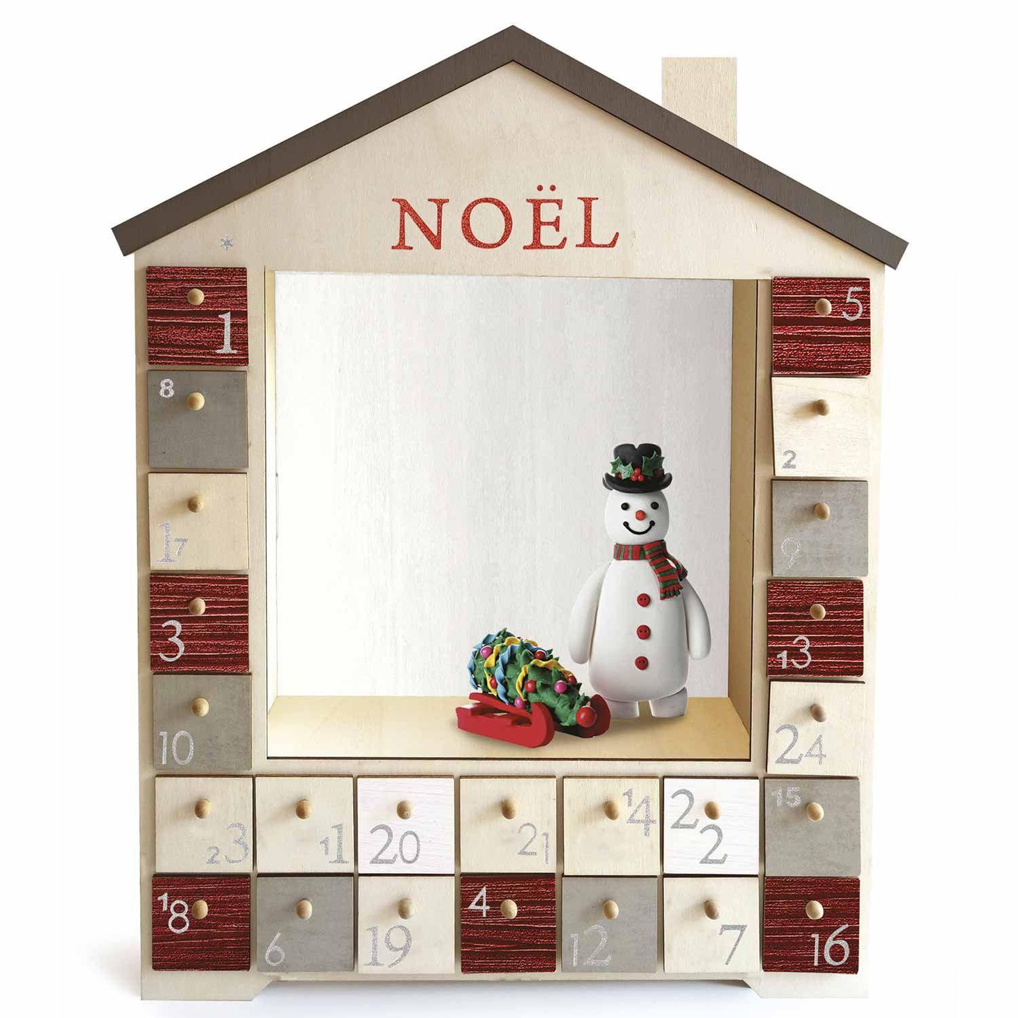 Voir la diapositive 3 : Graine créative Calendrier de l'avent maison en bois 48 x 38 cm