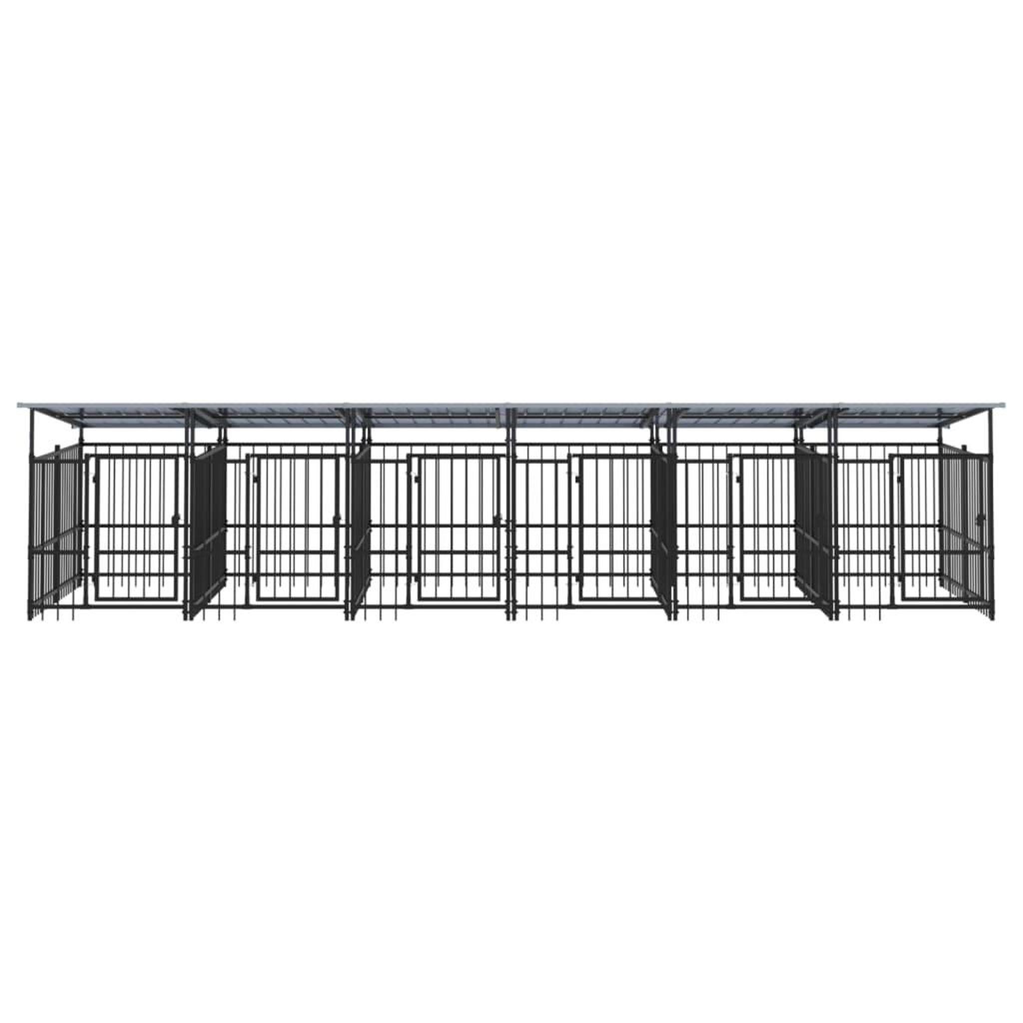 Voir la diapositive 3 : VIDAXL Chenil d'exterieur avec toit pour chiens Acier 11,26 m²