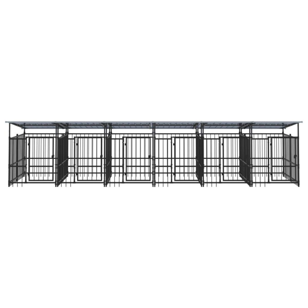 VIDAXL Chenil d'exterieur avec toit pour chiens Acier 11,26 m²