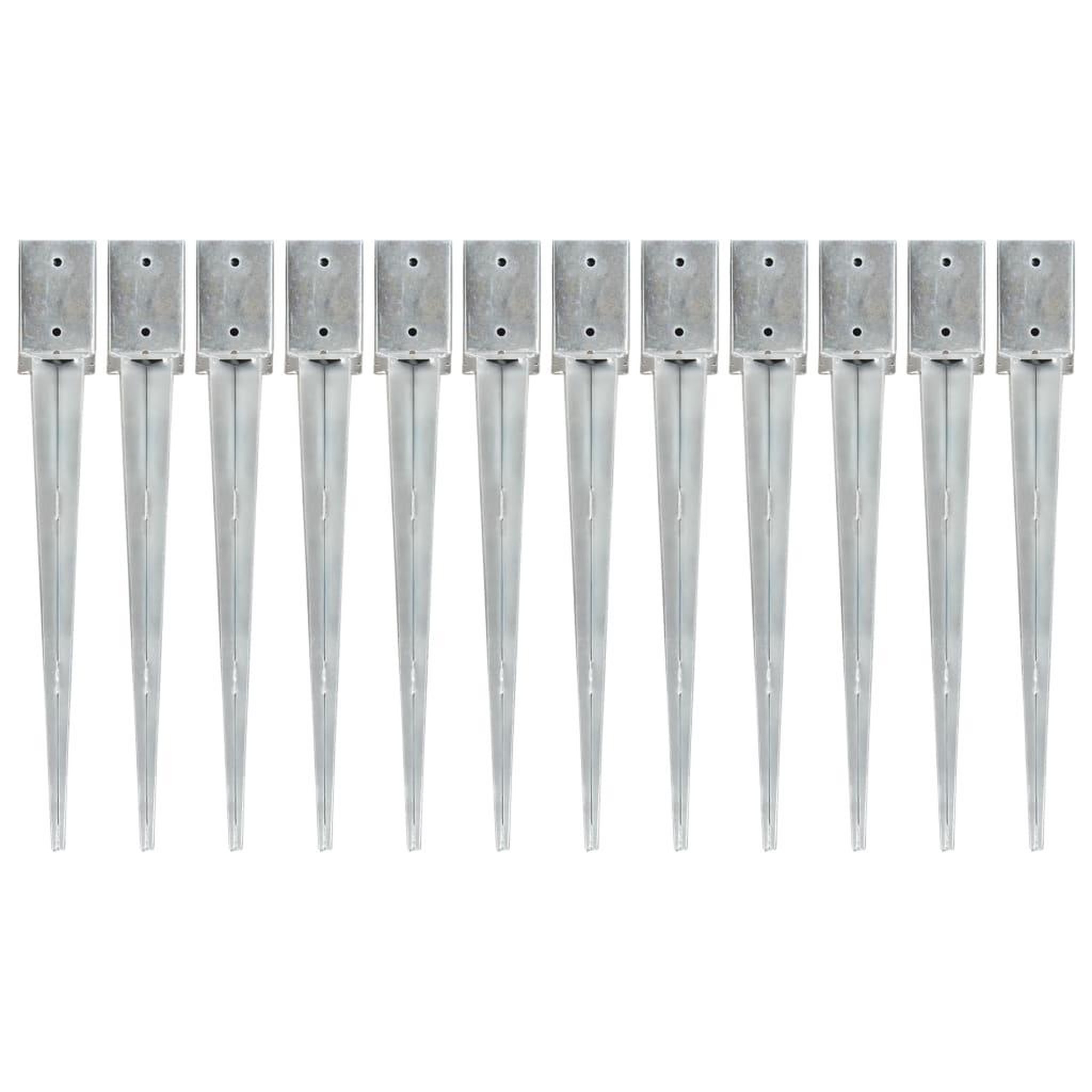 Voir la diapositive 1 : VIDAXL Piquets au sol 12 pcs Argente 9x9x75 cm Acier galvanise