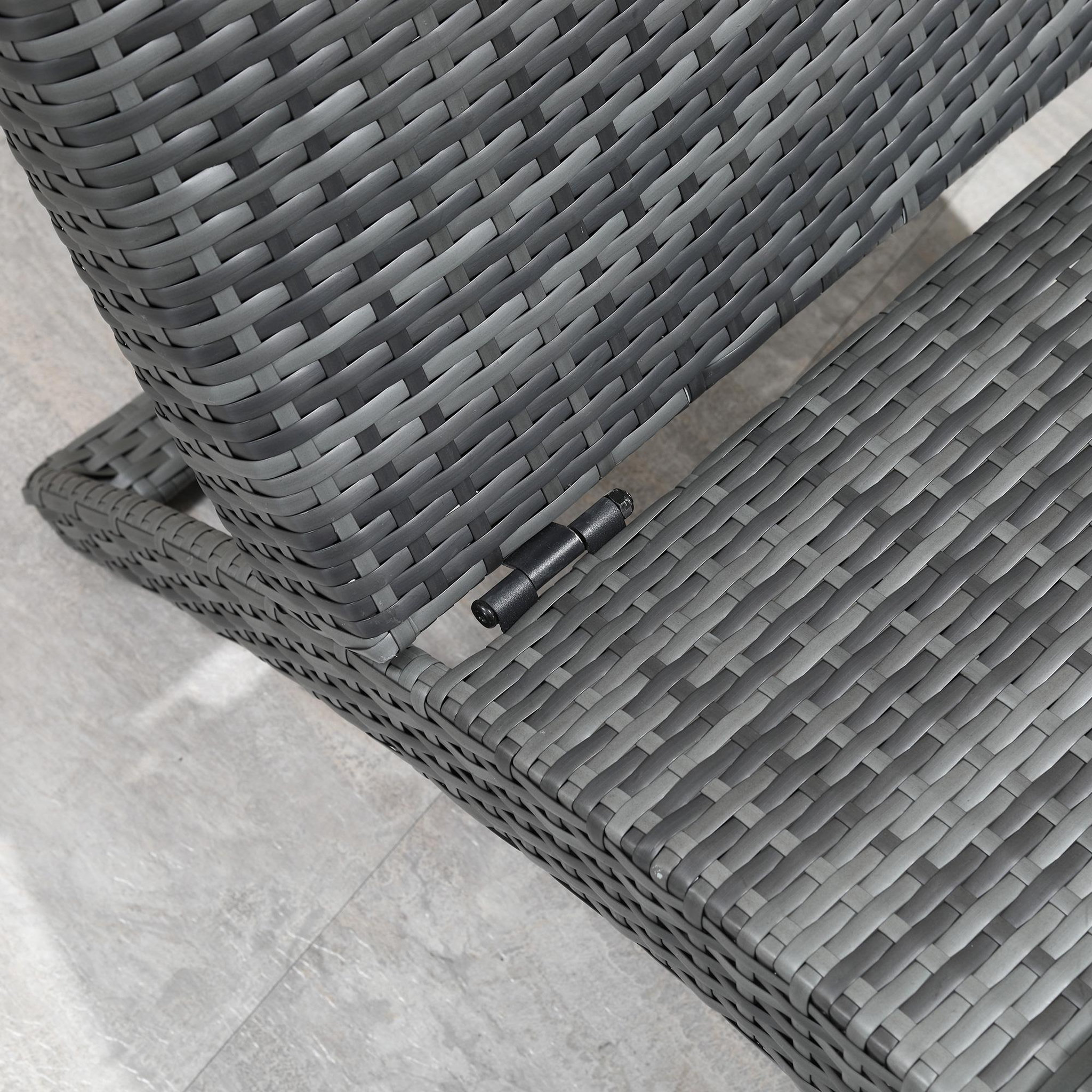 Voir la diapositive 5 : OUTSUNNY Bain de soleil design contemporain - matelas grand confort inclus - résine tressée gris
