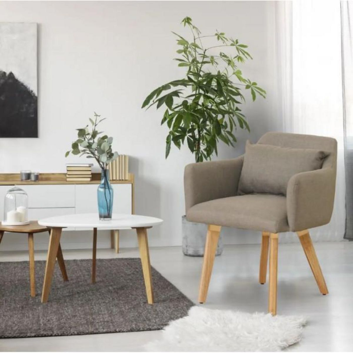 Paris Prix Fauteuil Scandinave  Alan  70cm Taupe