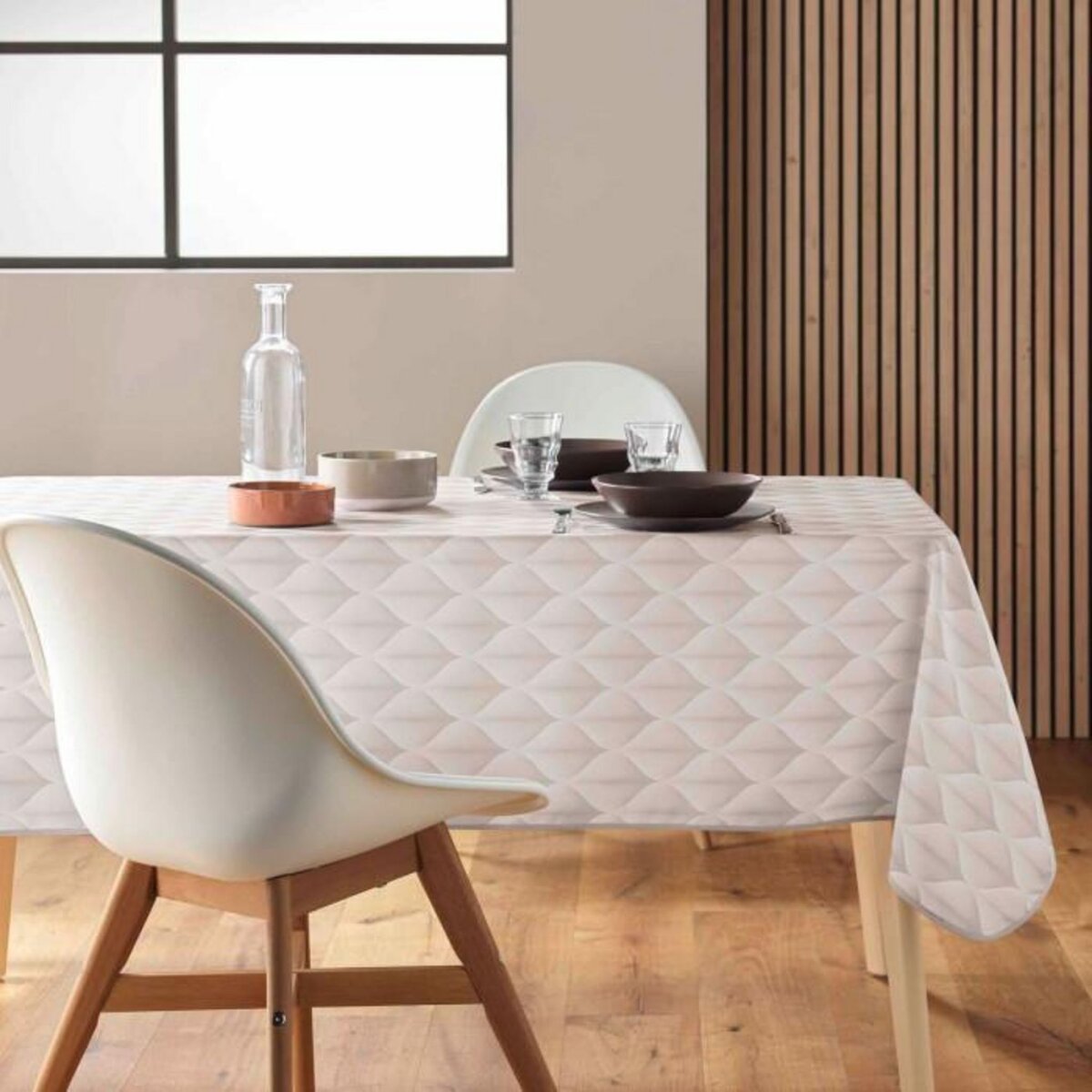 Paris Prix Nappe Antitache Imprimé  Kalini  150x240cm Naturel