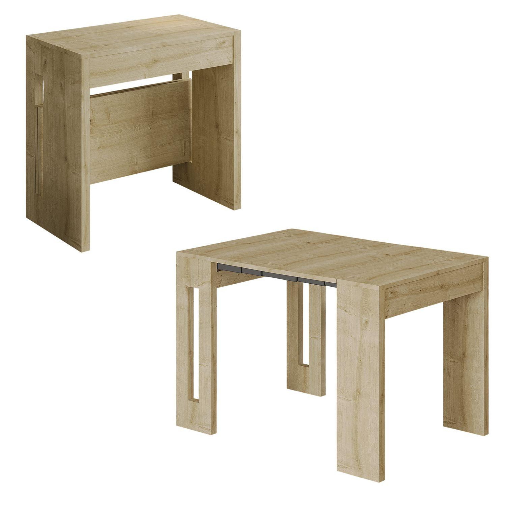 Habitat et Jardin Table repas extensible en bois  nivo  - 80 x 44 x 76 cm - beige