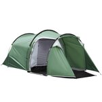 OUTSUNNY Tente de camping 2-3 personnes montage facile 3 portes fenêtres dim. 4,26L x 2,06l x 1,54H m fibre verre polyester PE vert