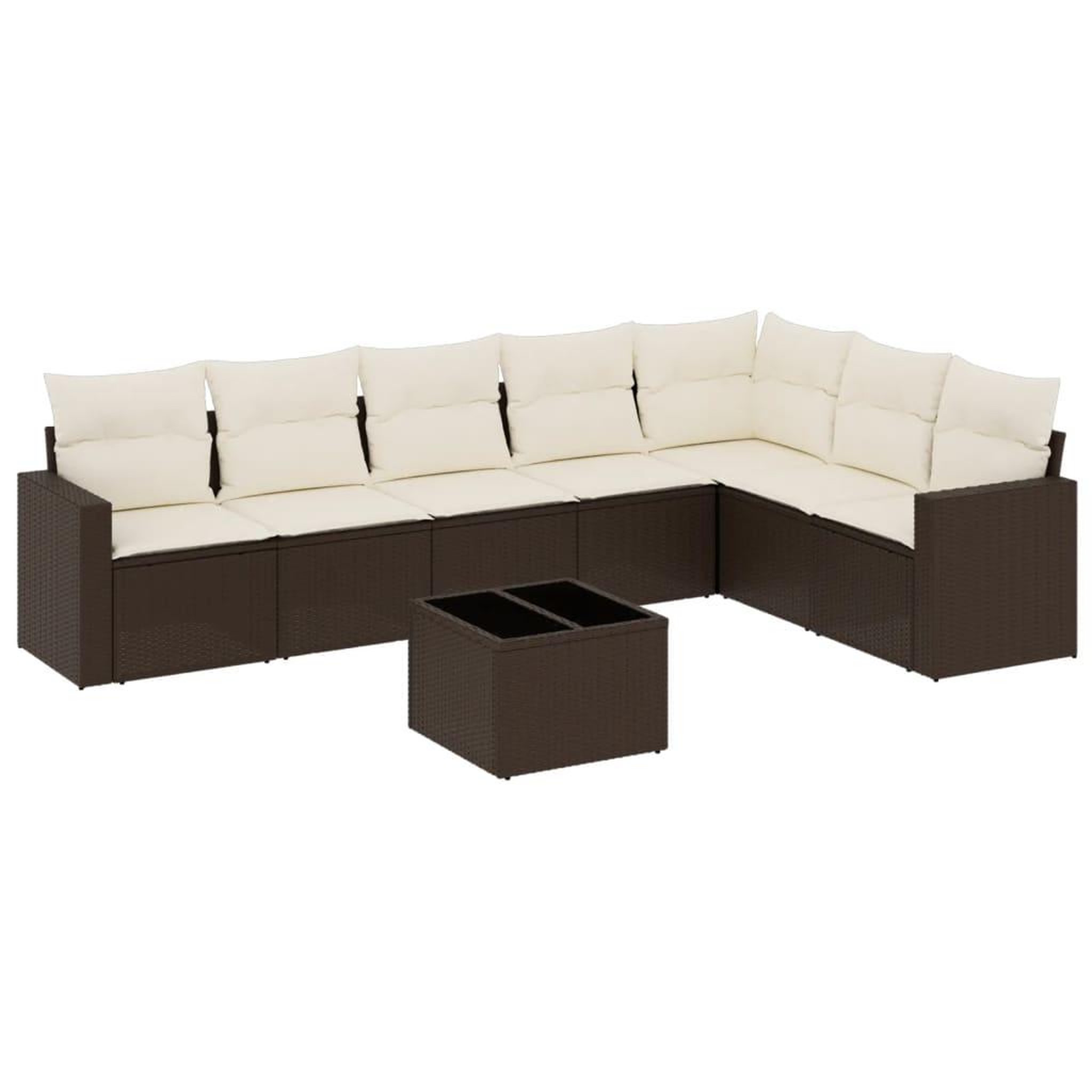 Voir la diapositive 2 : VIDAXL Salon de jardin 8 pcs avec coussins marron resine tressee