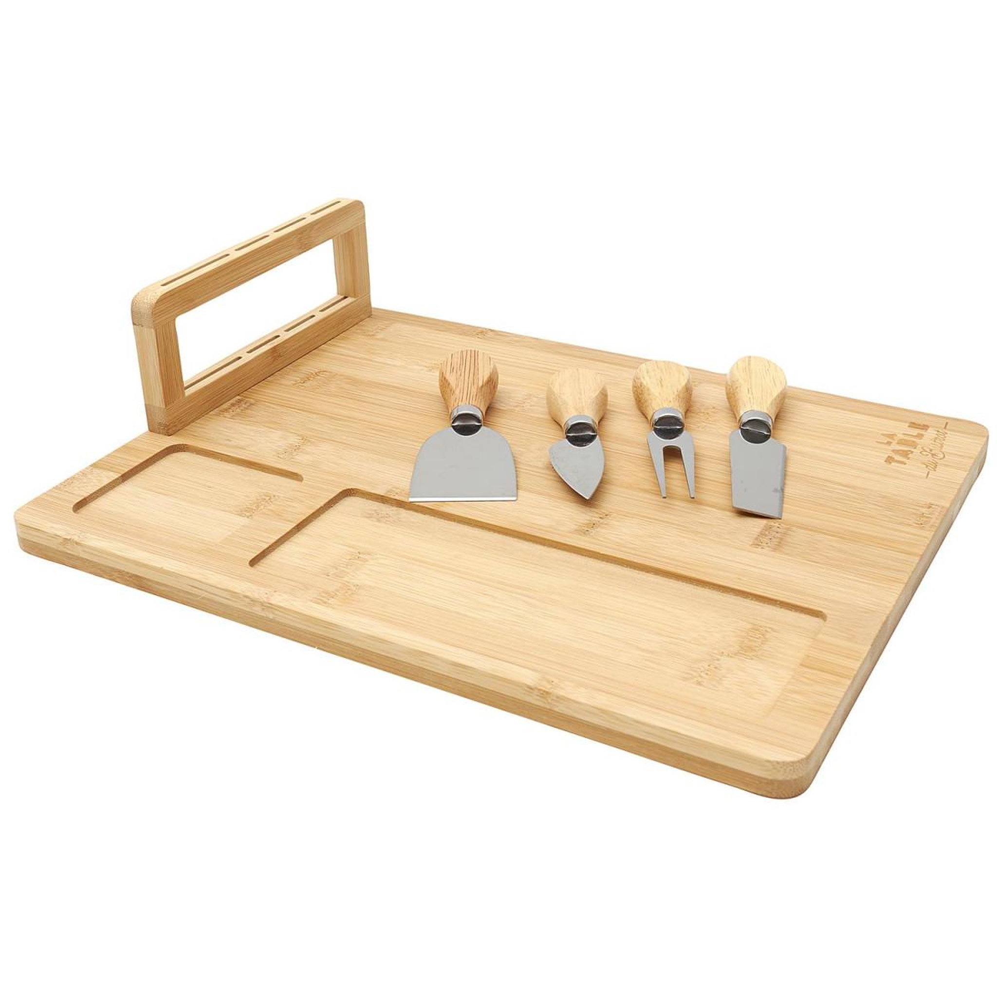 Voir la diapositive 3 : COOK CONCEPT Planche à fromage en bambou  4 couteaux  36cm naturel