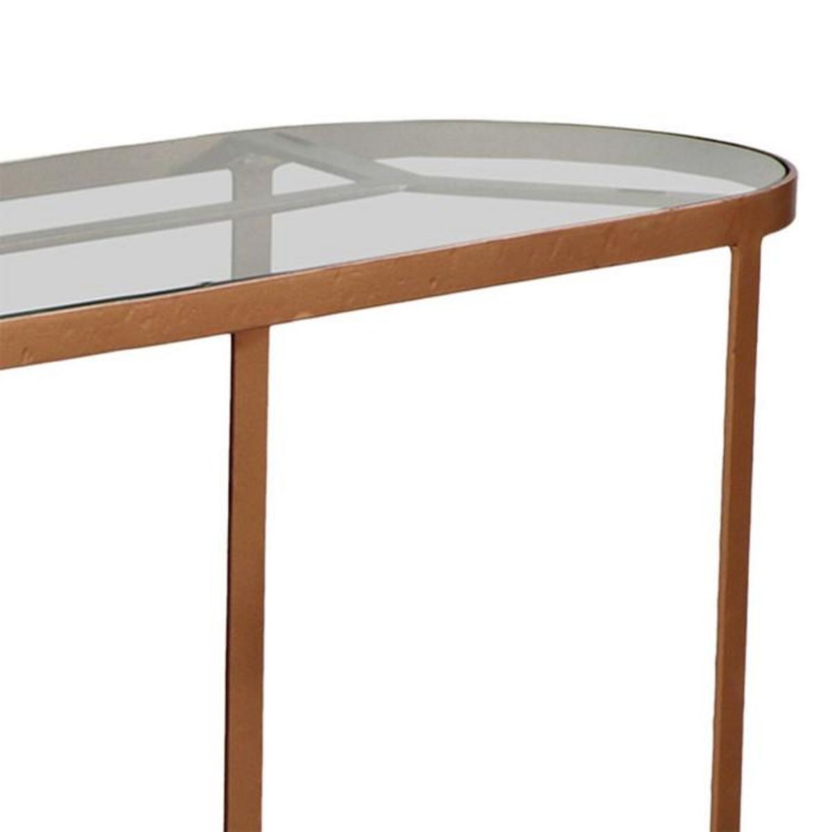 Paris Prix Console en Métal & Verre Design  Firmin  100cm Cuivre