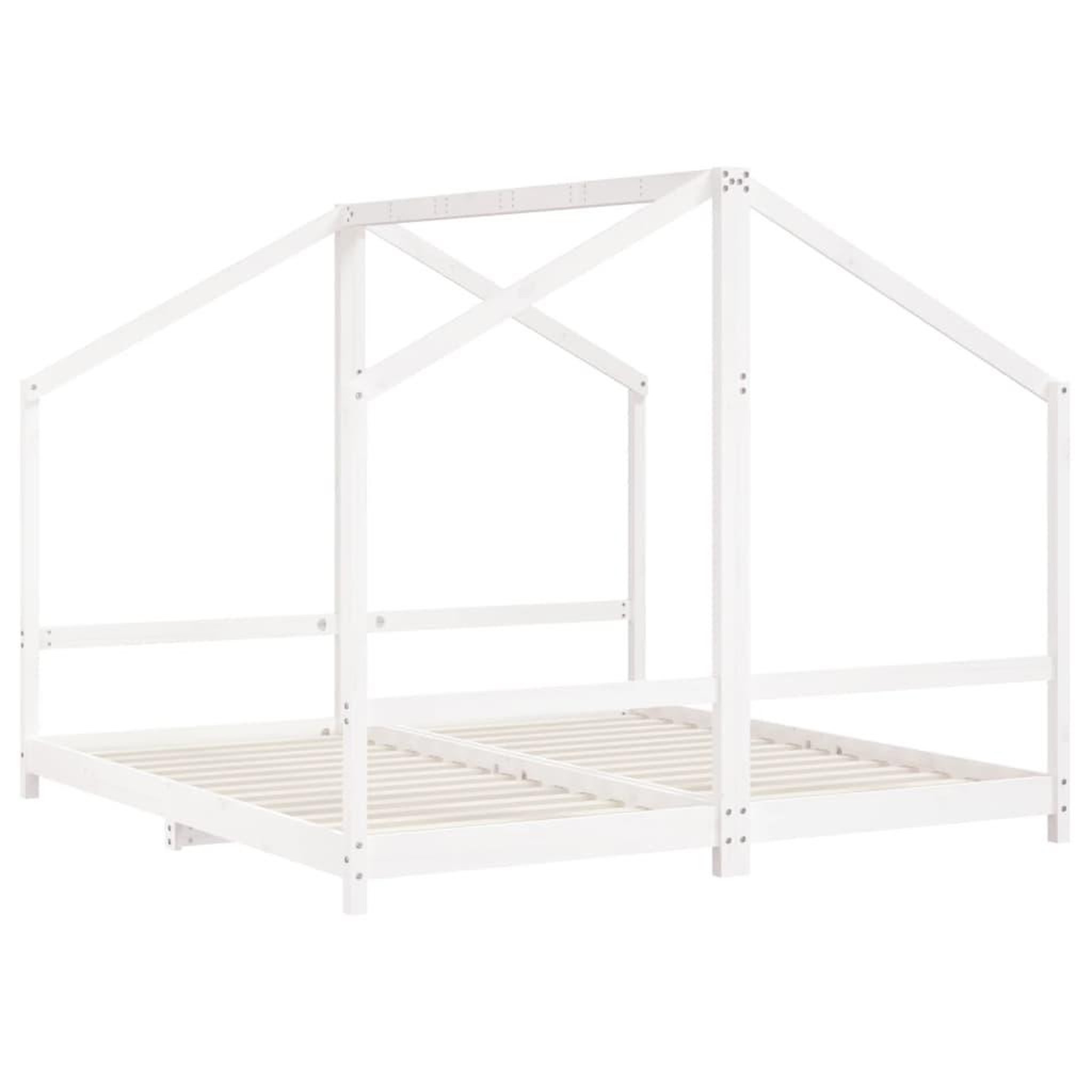 Voir la diapositive 3 : VIDAXL Cadre de lit d'enfant blanc 2x(90x190) cm bois de pin massif