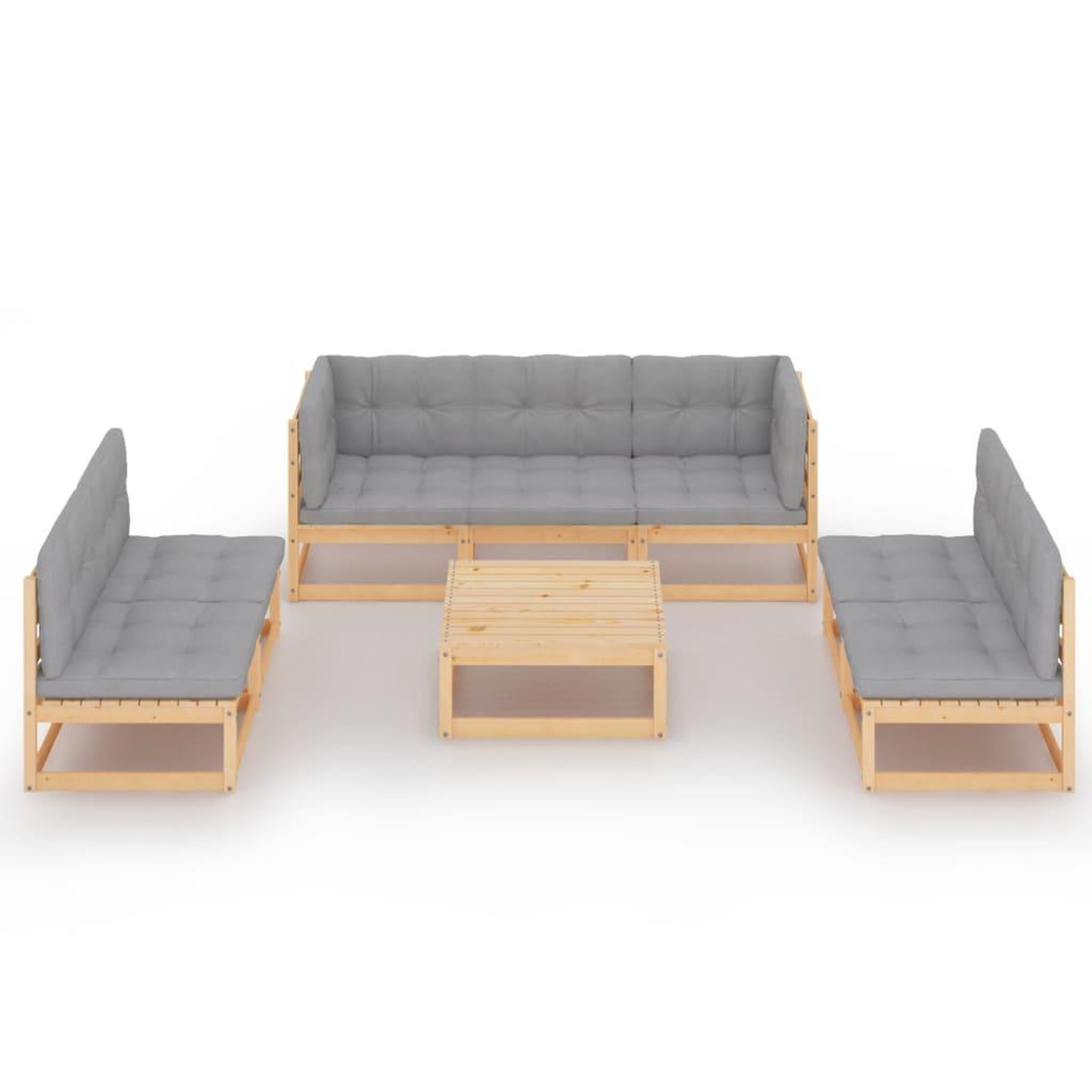 Voir la diapositive 3 : VIDAXL Salon de jardin 8 pcs avec coussins Bois de pin massif