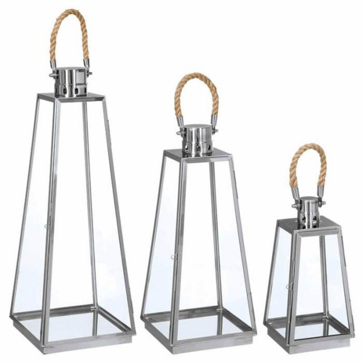 ATMOSPHERA Lot de 3 Lanternes Exterieur  Vérone  73cm Inox & Verre