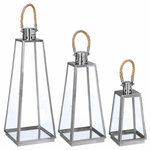 ATMOSPHERA Lot de 3 Lanternes Exterieur  Vérone  73cm Inox & Verre
