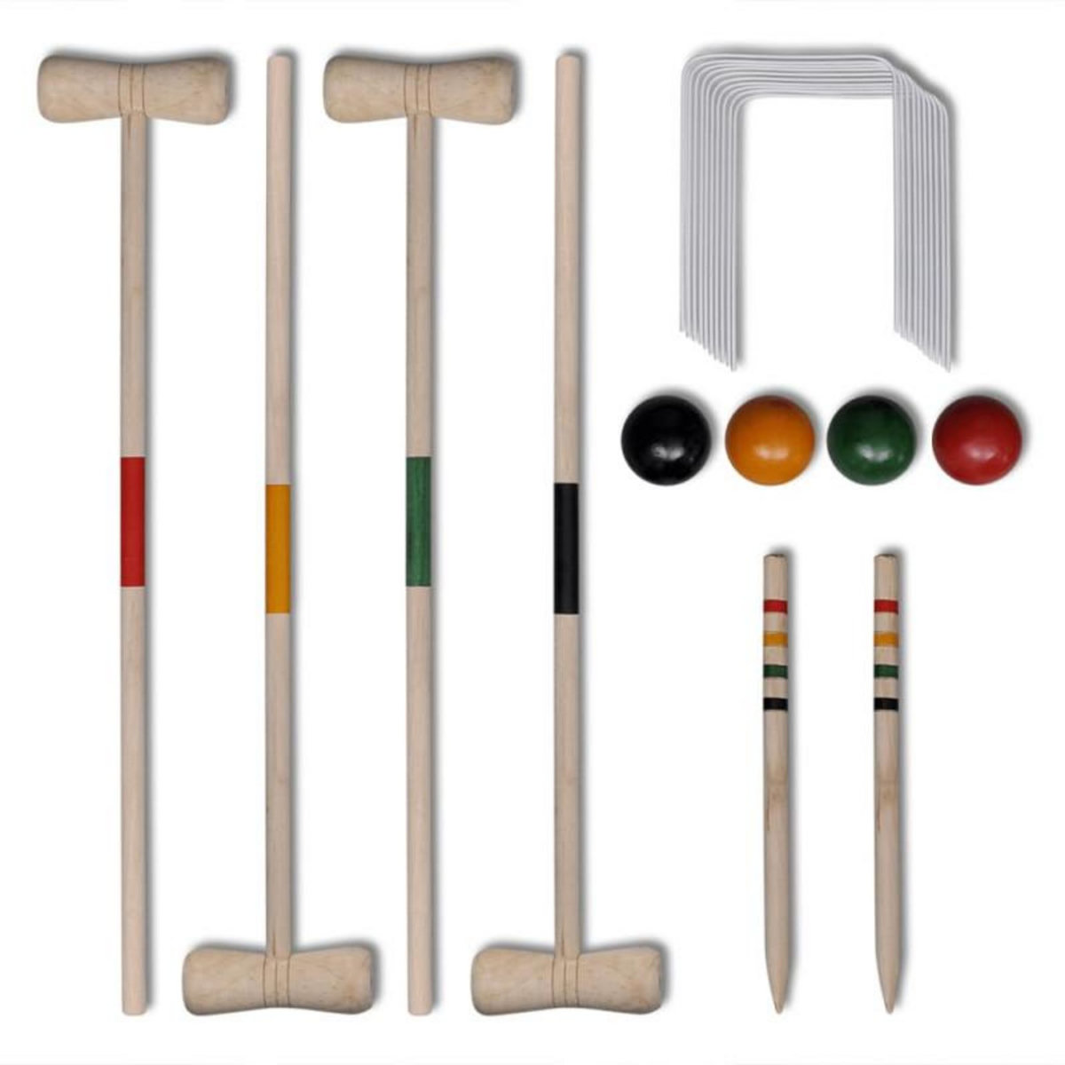 VIDAXL Ensemble de croquet en bois pour 4 joueurs