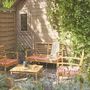 Voir la diapositive 2 : SWEEEK Salon de jardin CHLOE en bois d'acacia 4 places, avec coussins en polyester, un canapé, une table, deux fauteuils