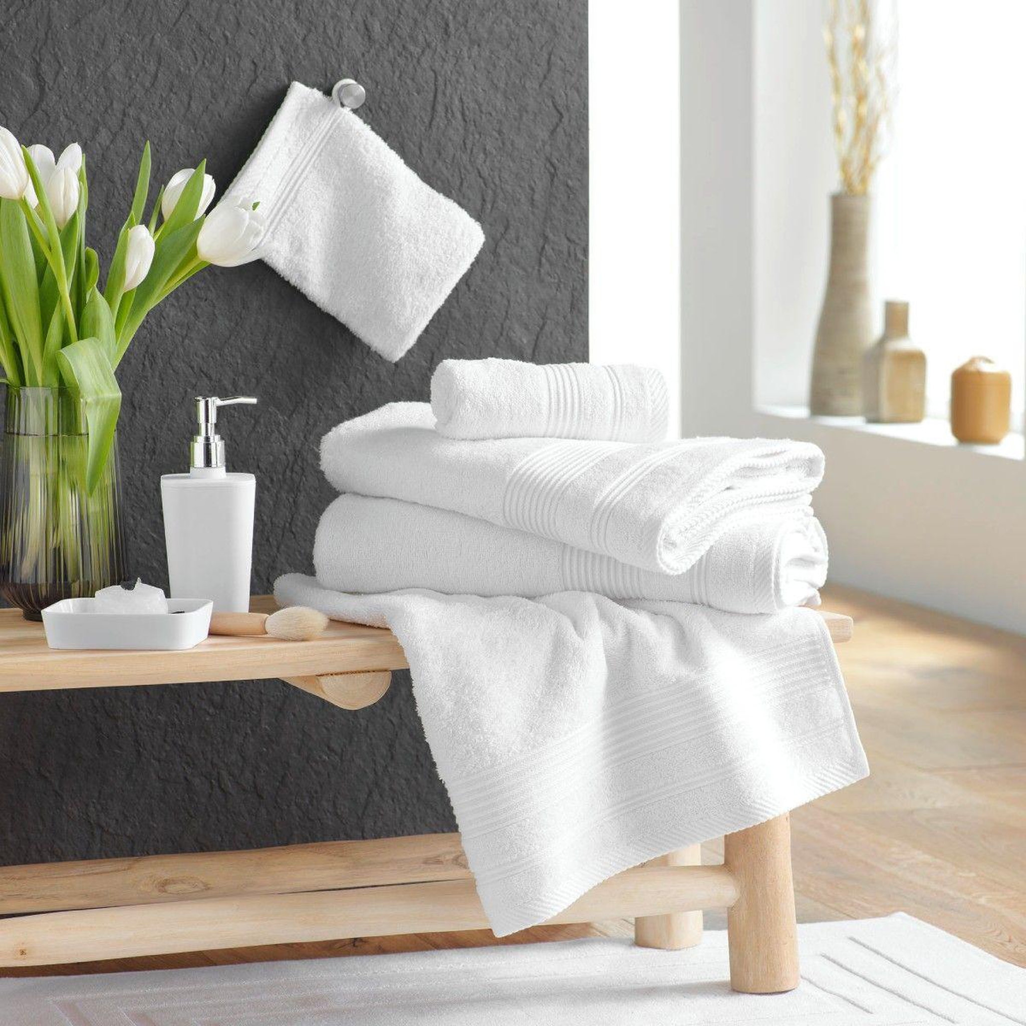 Voir la diapositive 2 : Douceur d'Intérieur Drap de bain  tendresse  90x150cm blanc