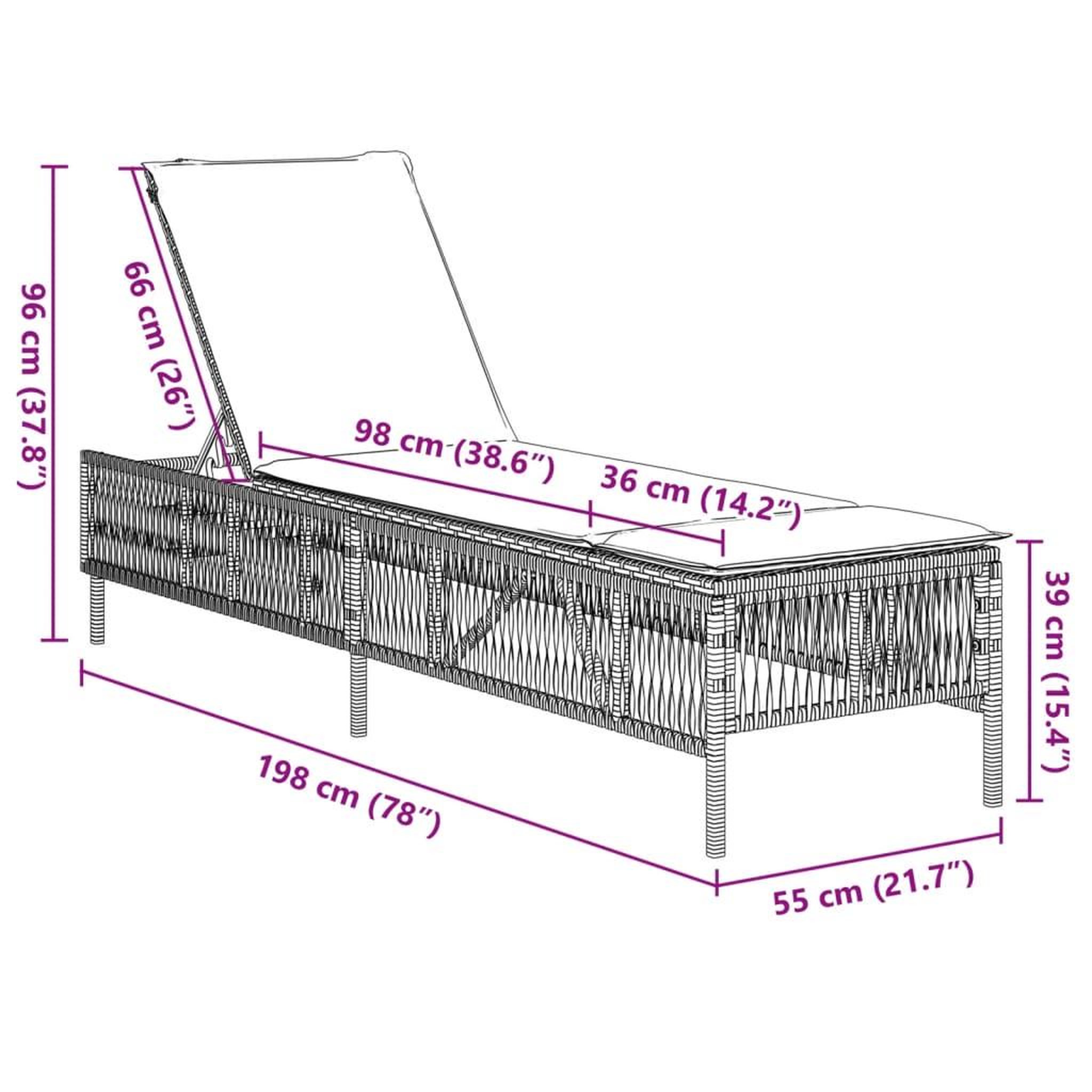 Voir la diapositive 6 : VIDAXL Chaises longues avec coussins lot de 2 gris resine tressee