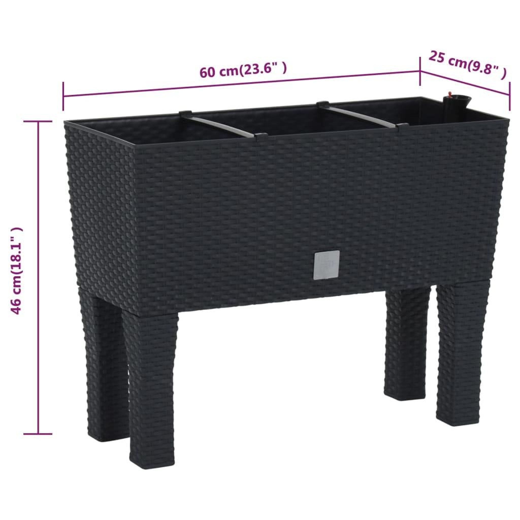 Voir la diapositive 6 : VIDAXL Lit sureleve de jardin anthracite 60x25x46 cm pp rotin