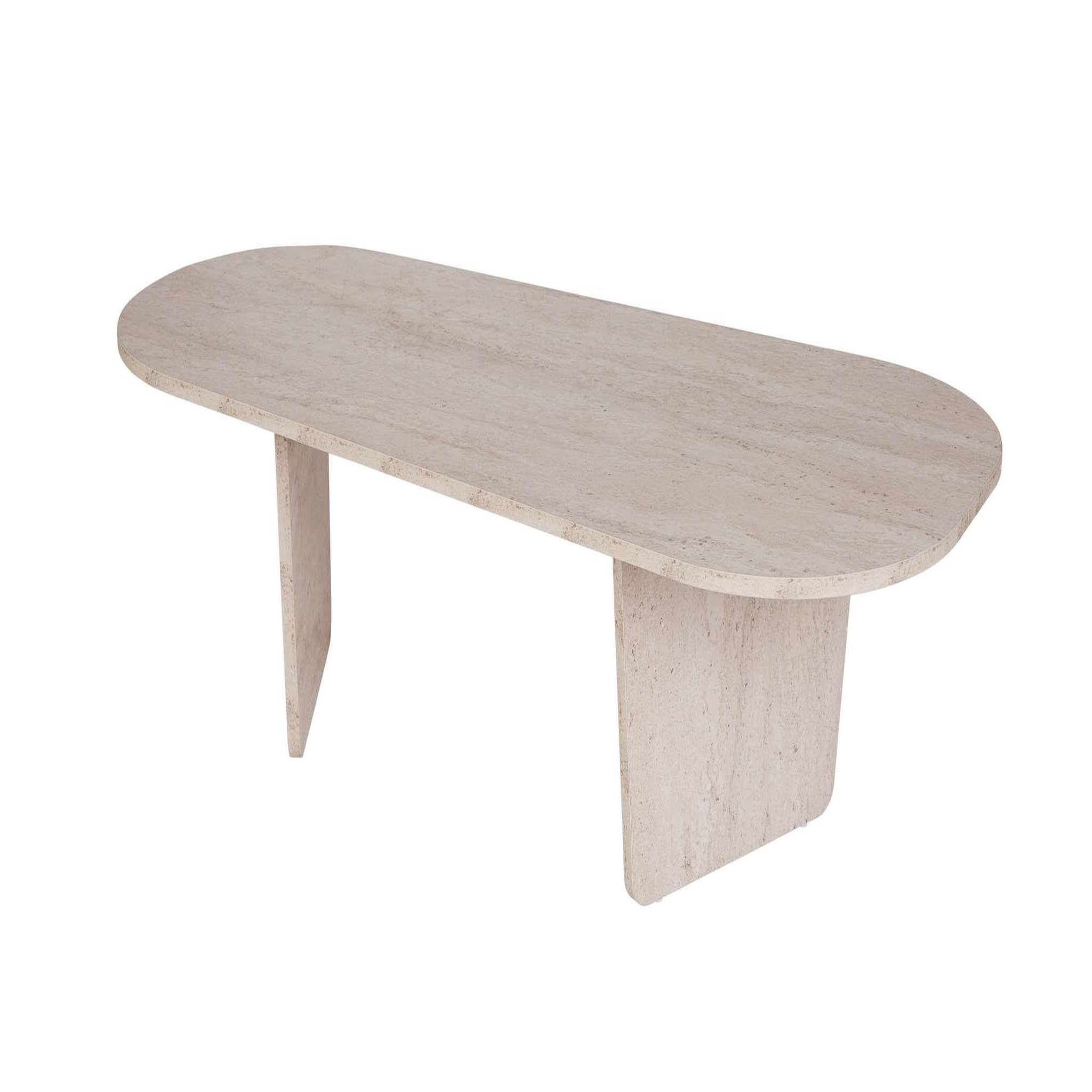 Habitat et Jardin Table basse en bois  ovalis  - 130 x 65 x 40 cm - travertin