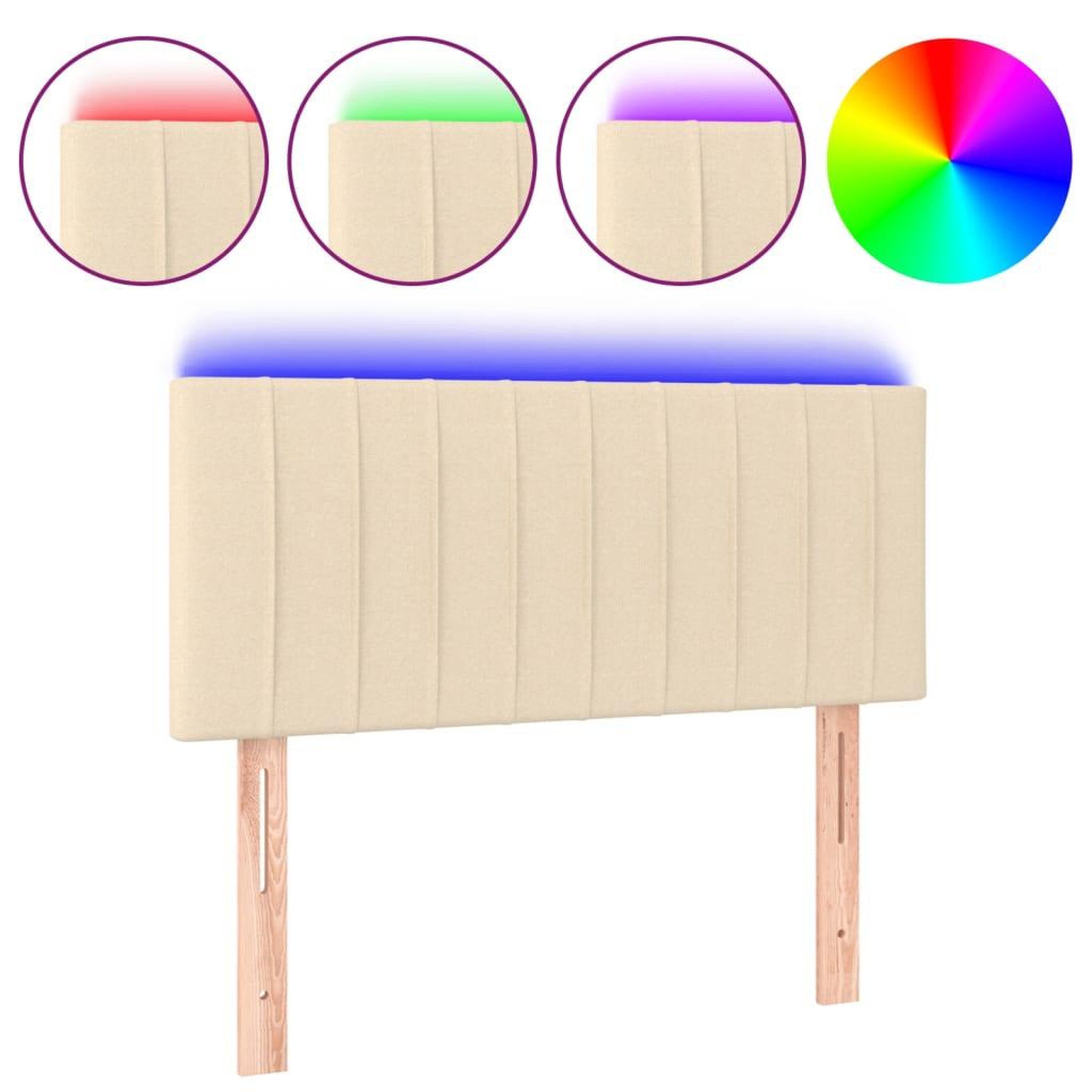 Voir la diapositive 2 : VIDAXL Tete de lit a LED Creme 80x5x78/88 cm Tissu