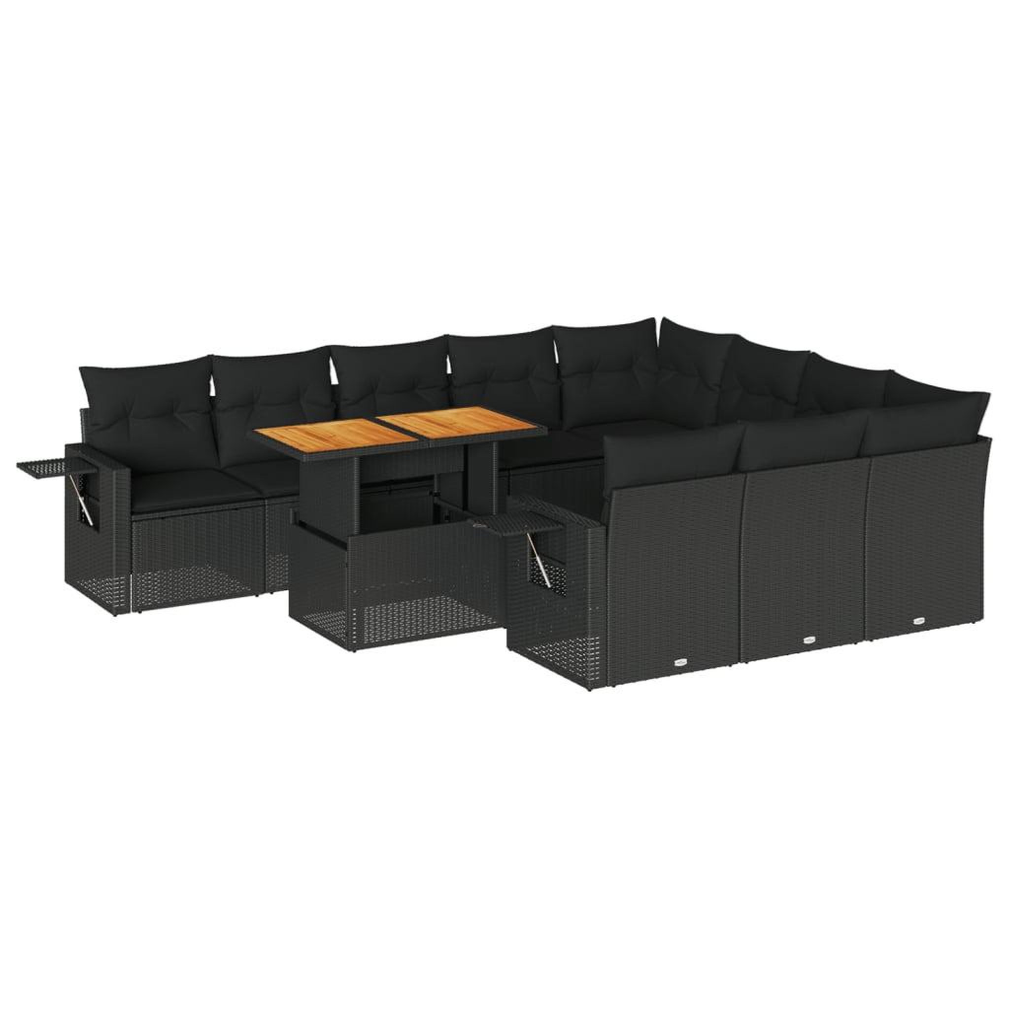 Voir la diapositive 2 : VIDAXL Salon de jardin 11 pcs avec coussins noir resine tressee