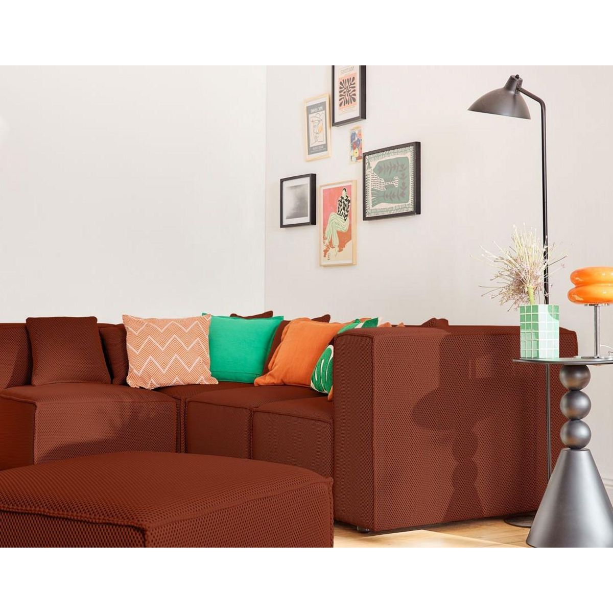 LISA DESIGN Arty - canapé modulable d'angle gauche 5 places - en tissu mailles 3d