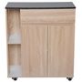 Voir la diapositive 4 : HOMCOM HOMCOM Chariot de service desserte de cuisine à roulettes multi-rangements placard double portes + 2 étagères + tiroir panneaux particules chêne noir