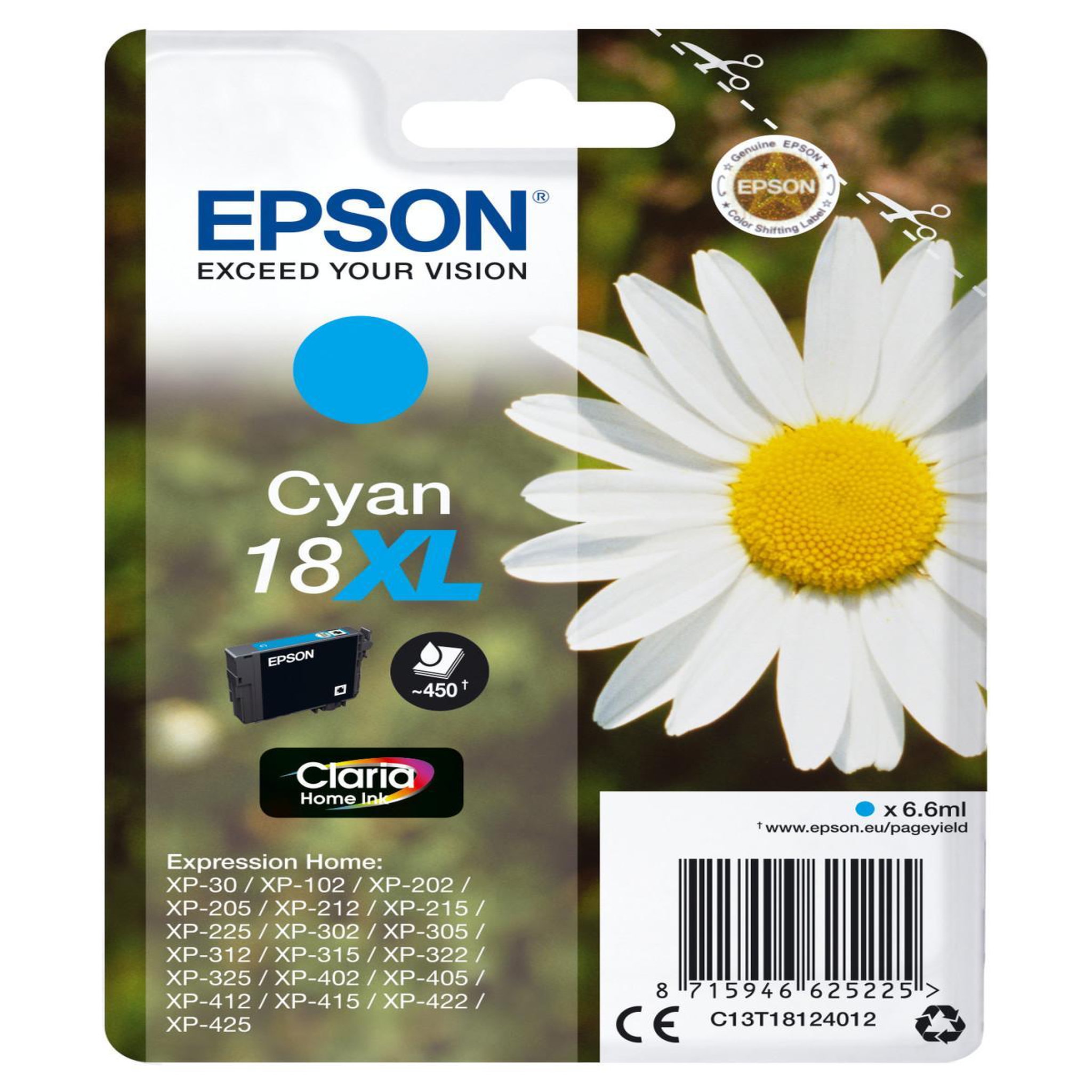 Voir la diapositive 2 : Epson Cartouche d encre Epson Paquerette cyan XL