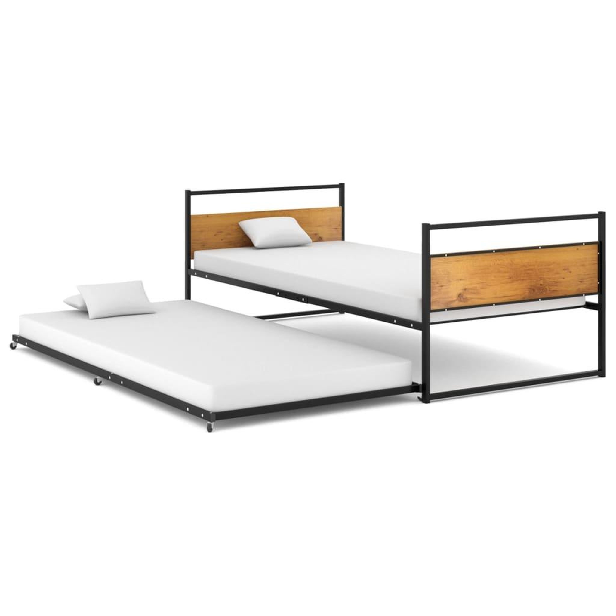 Voir la diapositive 2 : VIDAXL Cadre de lit extensible Noir Metal 90x200 cm