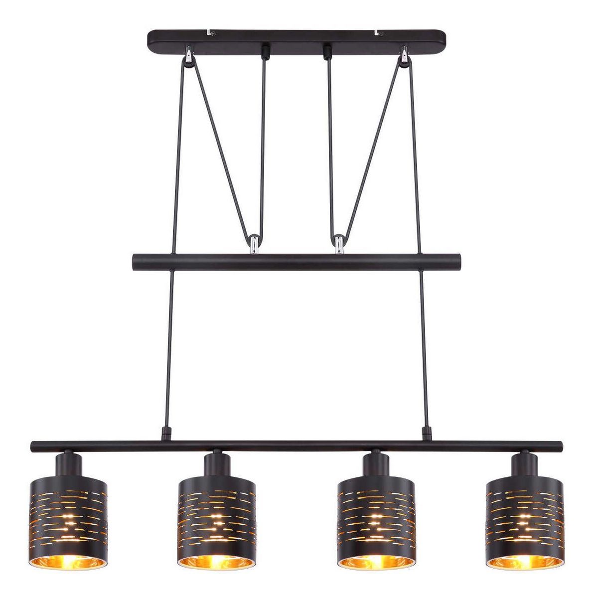 GLOBO Plafonnier design Tunno - H. 180 cm - Noir et doré