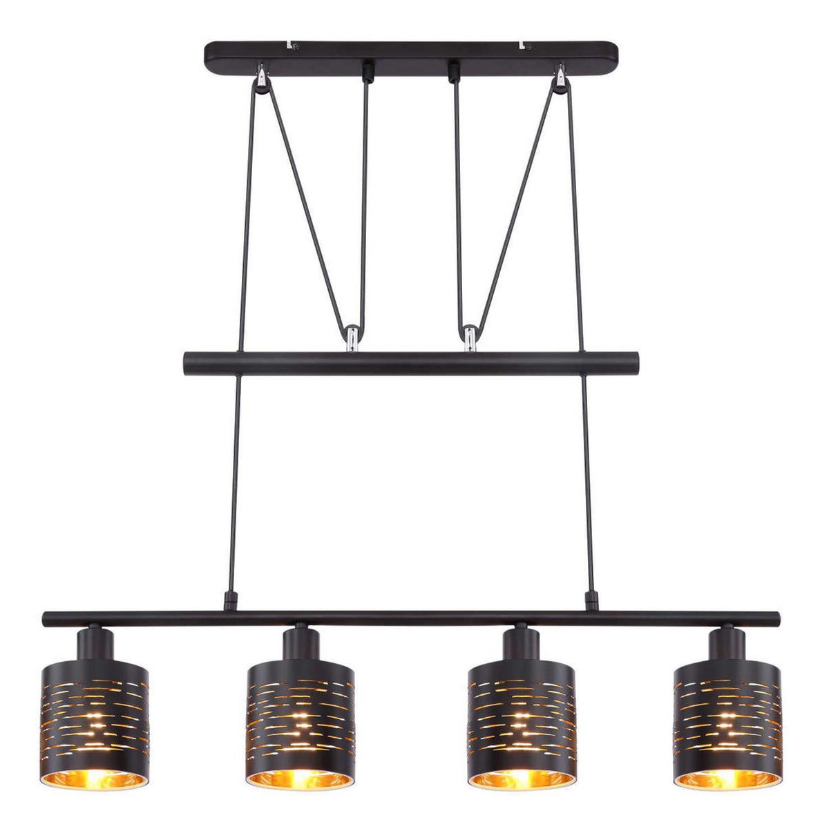 GLOBO Plafonnier design Tunno - H. 180 cm - Noir et doré